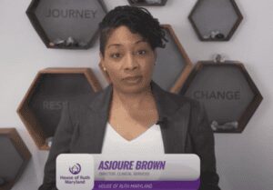 This is a photograph of Asjoure Brown, the House of Ruth's director of stability services. 