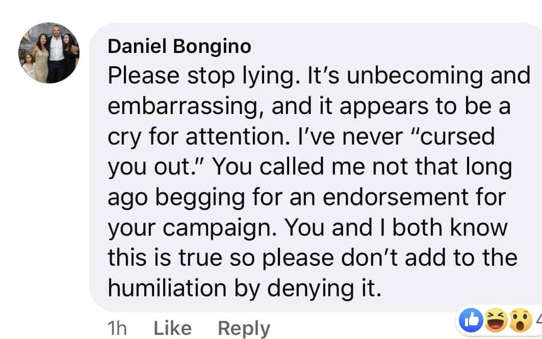 Bongino calls Tony Campbell a liar