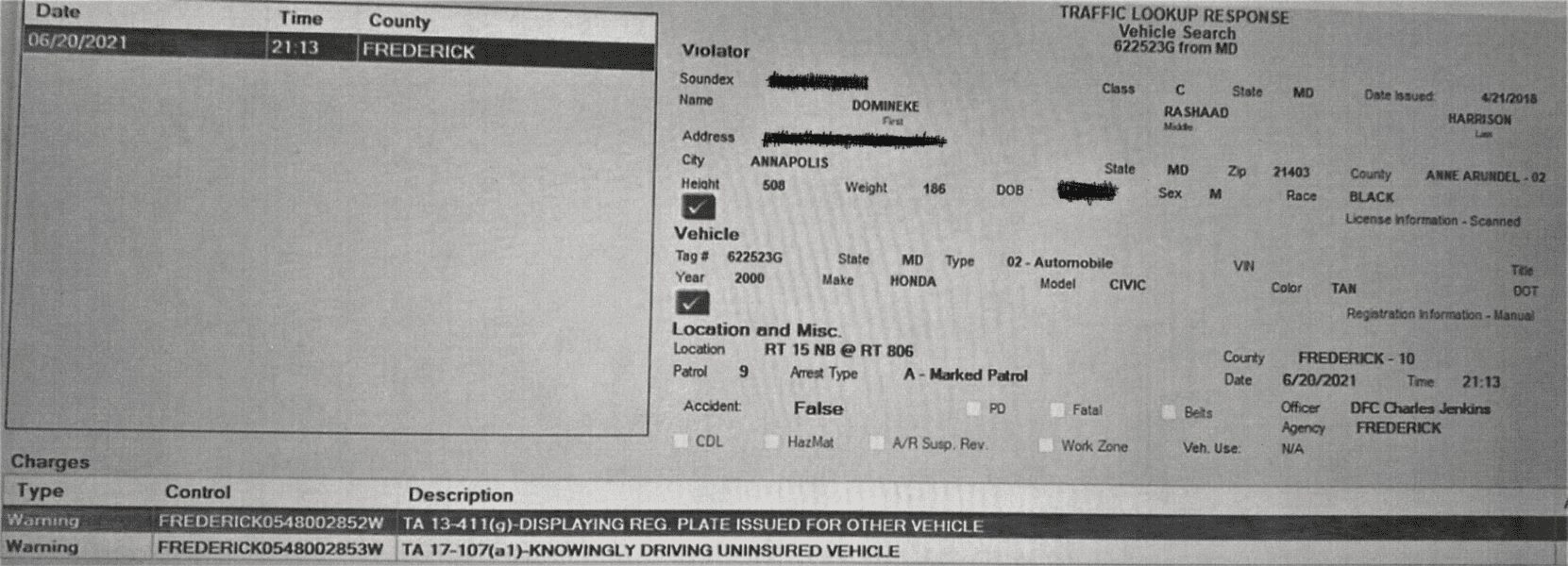 Kai Hagen Traffic Stop Police Report 