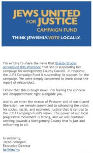 Jews for Justice suspending support for Brandy Brooks' campaign 