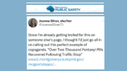 This is a photograph of Joanna Silver's Tweets attacking Montgomery County Police in March 2023.