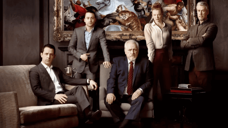This is a screenshot of the Roy family from Succession.