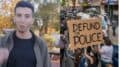 This is an image of Congressional Candidate Joe Vogel and a Defund the Police sign