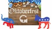 This is an image highlighting the partisan divide at the 2024 Gaithersburg Oktoberfest.