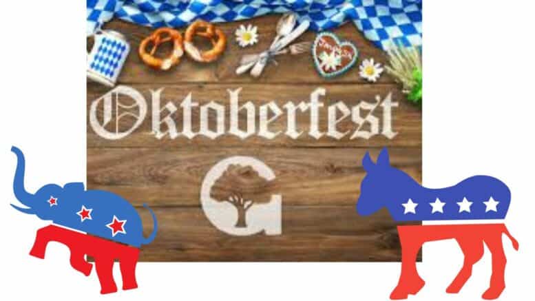 This is an image highlighting the partisan divide at the 2024 Gaithersburg Oktoberfest.