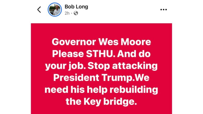 This is a screenshot taken from Maryland State Delegate Bob Long's Facebook page, regarding to the Baltimore Francis Scott Key Bridge rebuild.