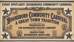 llustrated event spotlight graphic for the 2026 Boonsboro Community Carnival, presented by the Boonsboro Rescue Company at Shafer Park, Boonsboro, Maryland, May 22 through May 30, 2026.